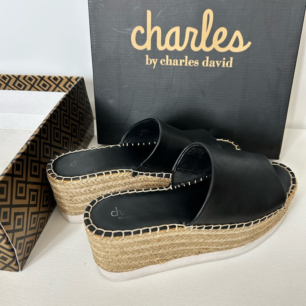 Charles David black, platform sandal. Size 7.5.